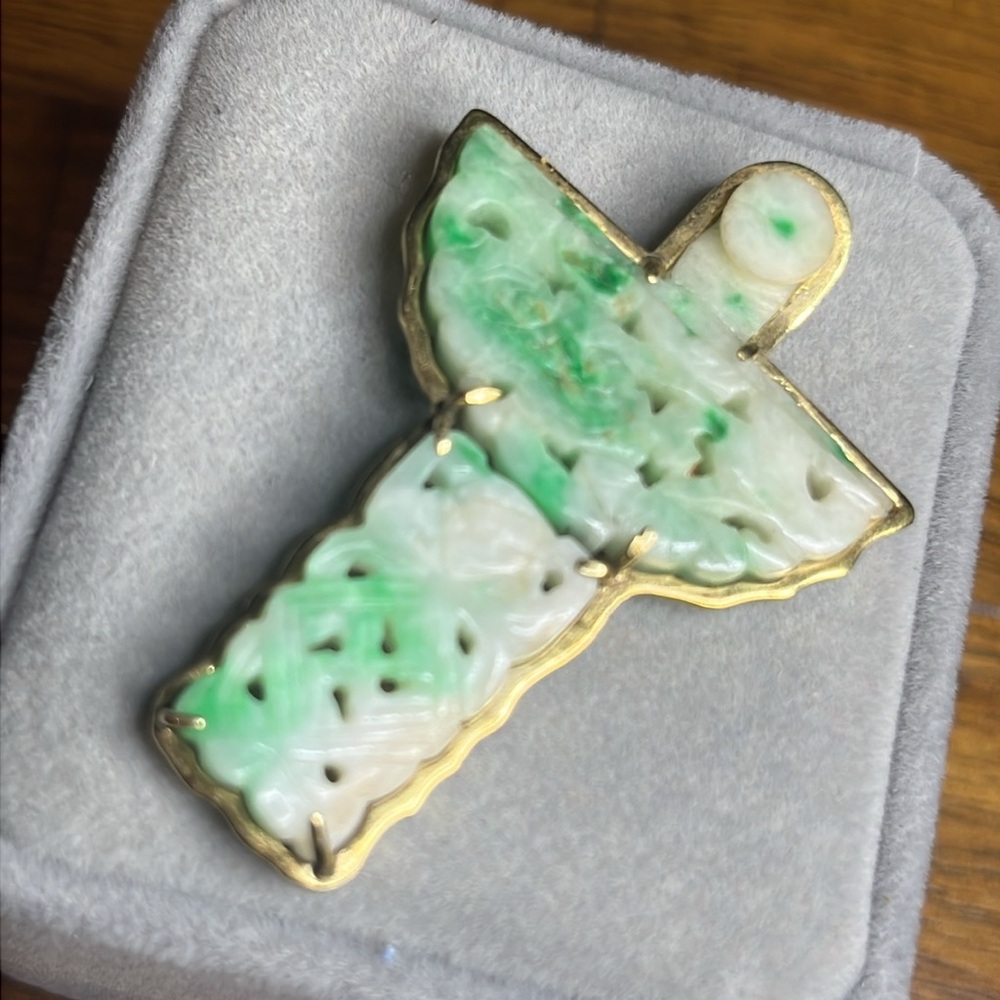 Vintage Jade angel 14 karat gold - Picture 5 of 8
